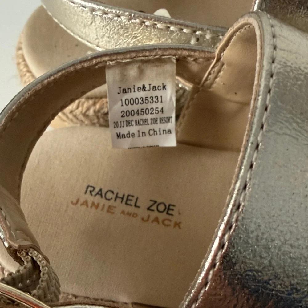 Janie and Jack Rachel Zoe toddler girls sz 6 gold sandals summer shoes VGC cute